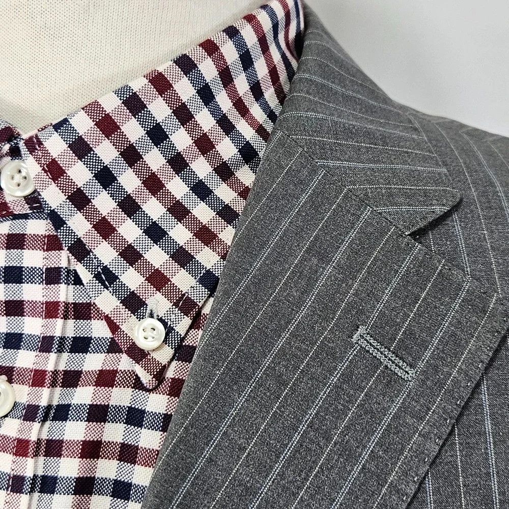 Banana Republic Men's Sport Coat Blazer Two Button Gray Striped Cotton Size 40S